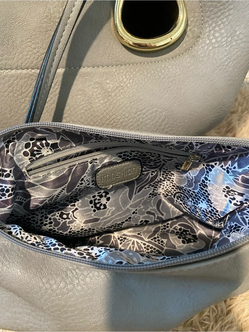 Imoshion Gray Tote w/Gold Accent + bonus bag